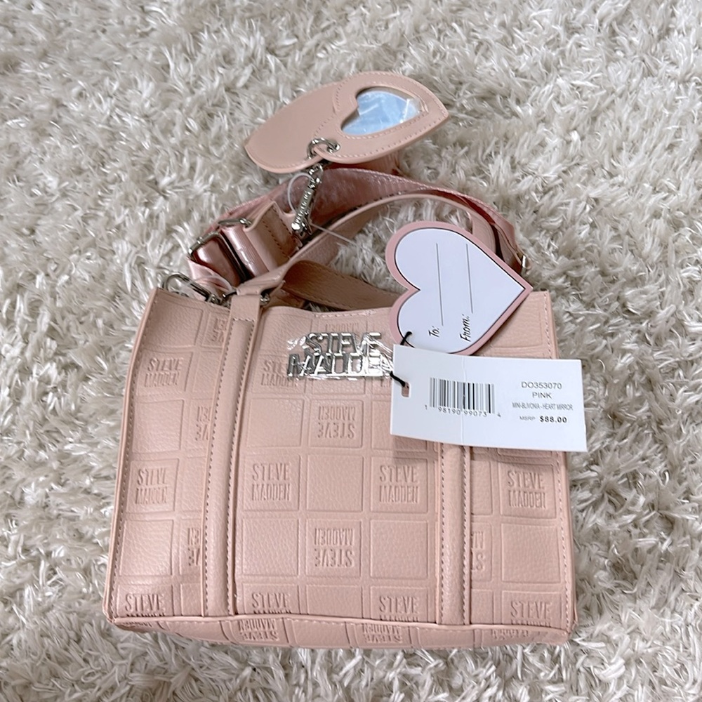 NEW Steve Madden Pink Crossbody Mini-Blivonia-Heart Mirror